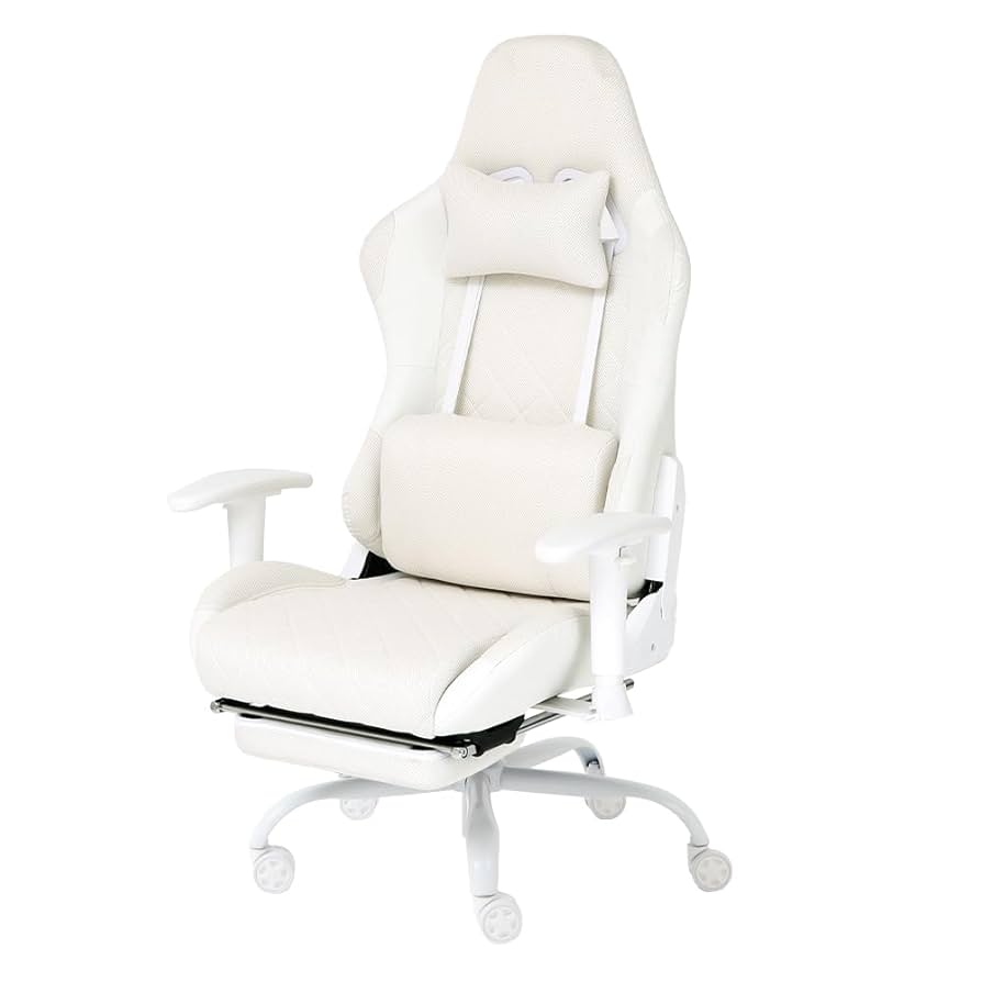 ホワイト ハイバックチェア キャスター付き